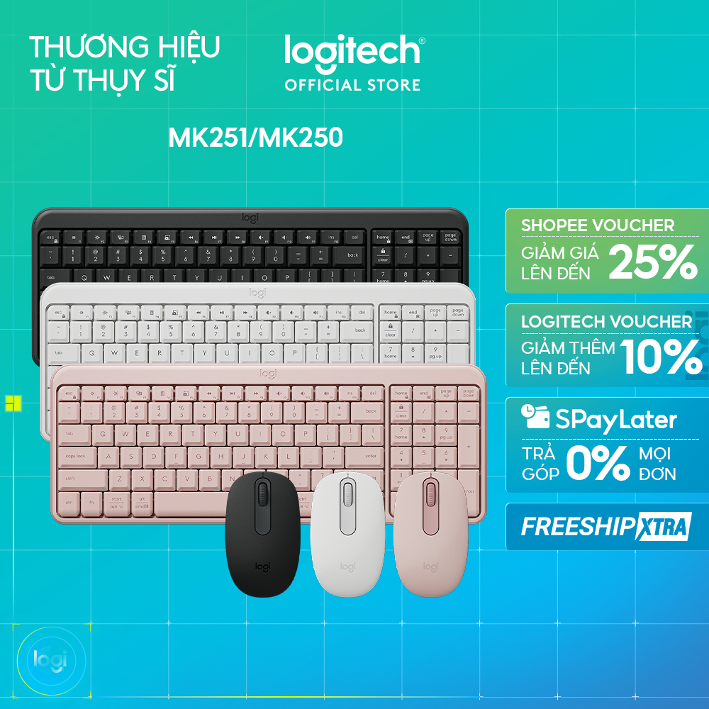Combo Bàn phím & Chuột Bluetooth Logitech MK250 MK251 - dễ kết nối, thiết lập…