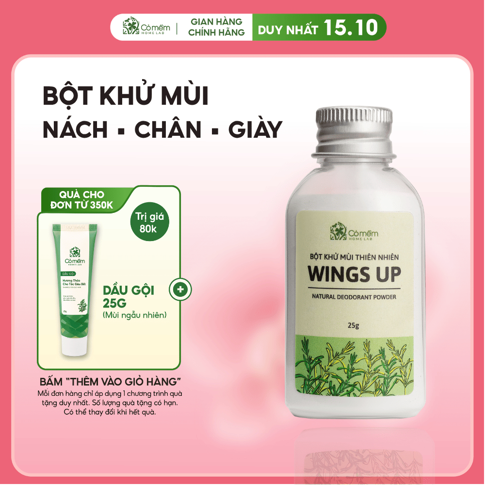 Bột Khử Mùi Wings Up Khử Mùi Hôi Chân Hôi Nách Giày KIếm Soát Mồ Hôi Hôi Cỏ Mềm 25g