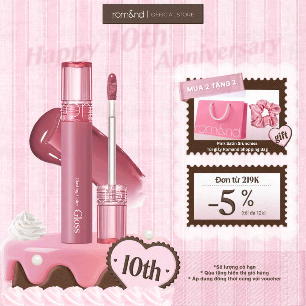 Son tint bóng căng mọng Romand Glasting Color Gloss 4g