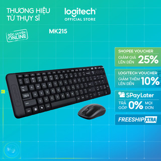 Combo chuột phím không dây Logitech MK215 - nhỏ gọn, có phím số, 1 đầu thu USB