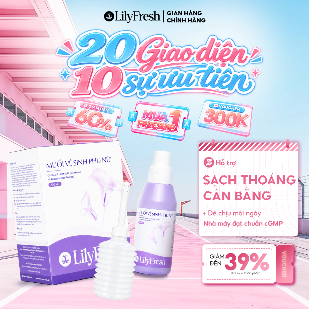 Muối Vệ Sinh Phụ Nữ LilyFresh Bao Bì Mới Chiết Xuất Trầu Không Nano Nghệ Lô…