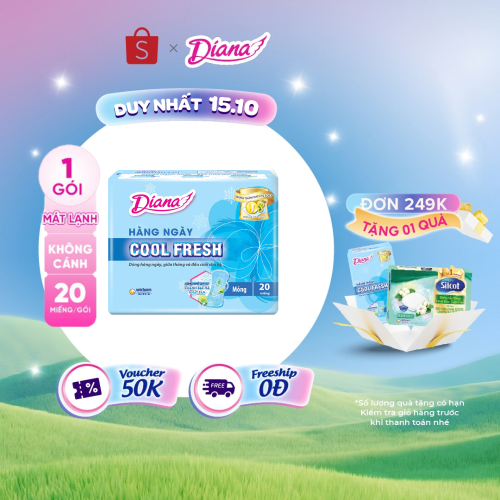 Băng vệ sinh Diana hàng ngày Sensi Cool Fresh 20 miếng/gói