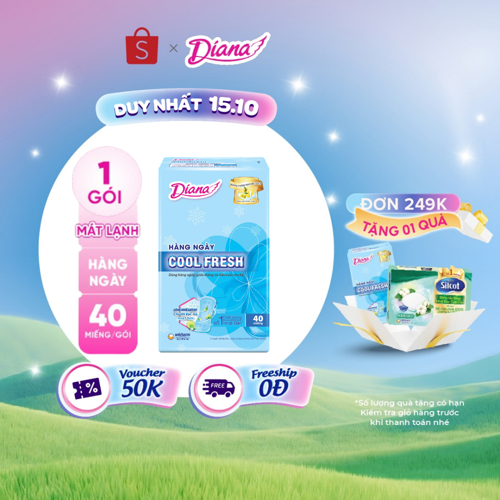 Băng vệ sinh Diana hàng ngày Sensi Cool Fresh 40 miếng/gói