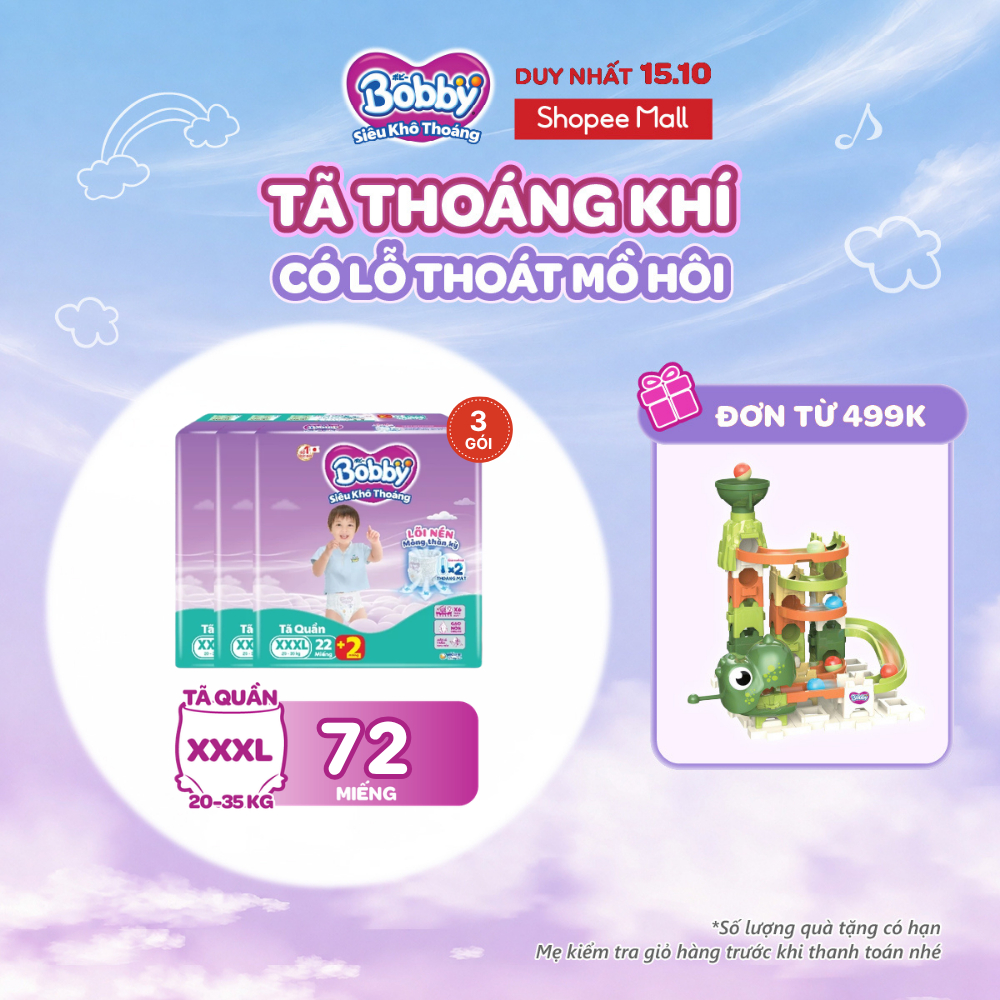 Combo 03 gói tã quần Bobby Siêu Khô Thoáng - 100% Thoáng Khí Jumbo…
