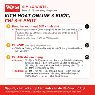 SIM 4G Wintel WIN159P - SIM Data Không Giới Hạn Kèm Ưu Đãi Gọi Thoại - Miễn Phí Gói Cước Tháng Đầu
