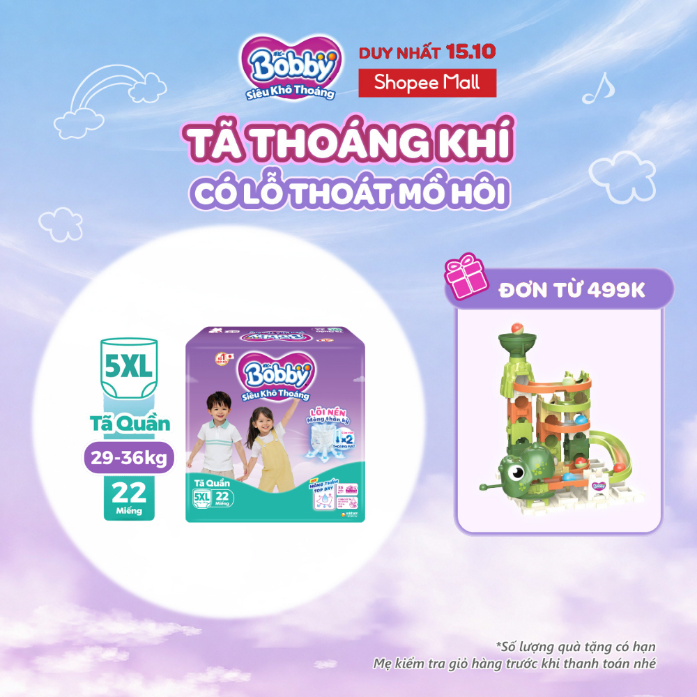 Tã quần Bobby Siêu Khô Thoáng - 100% Thoáng Khí Super Jumbo M56/L48/XL42/XXL38/3XL24/3XL31/4XL23/5XL22