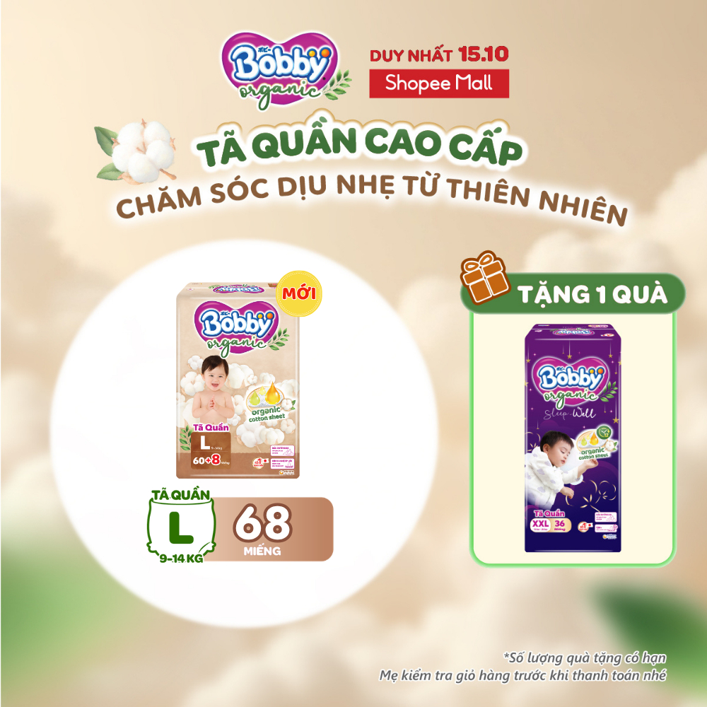 Tã quần cao cấp Bobby Organic chăm sóc dịu nhẹ từ thiên nhiên…