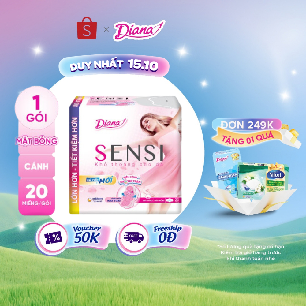 Băng vệ sinh Diana Sensi siêu mỏng cánh 20 miếng/gói