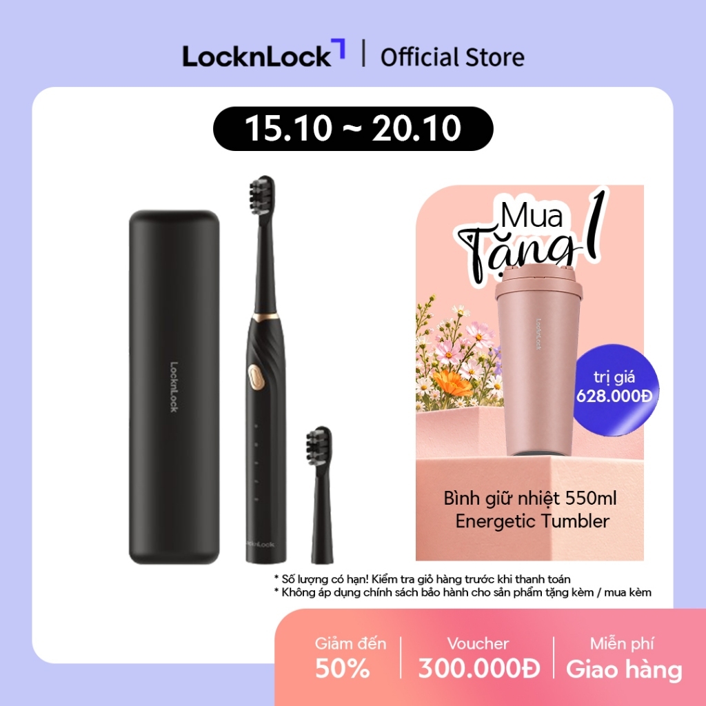 Bàn chải điện Lock&Lock Sonic Electric Toothbrush 35,000 VPM 5 chế độ ENR321BLK