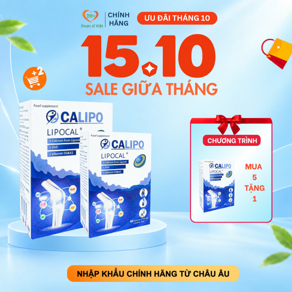 CALIPO - Canxi Lipocal sinh học thế hệ mới, Bổ sung Canxi, Magie, Kẽm, Vitamin D3, Vitamin K2