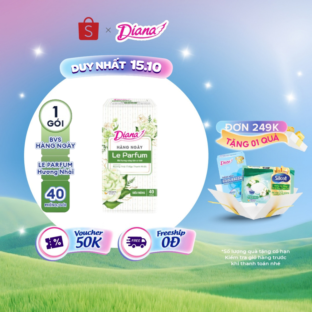 Băng vệ sinh Diana hằng ngày Le Parfum hương nhài Ả Rập thanh khiết 40 miếng