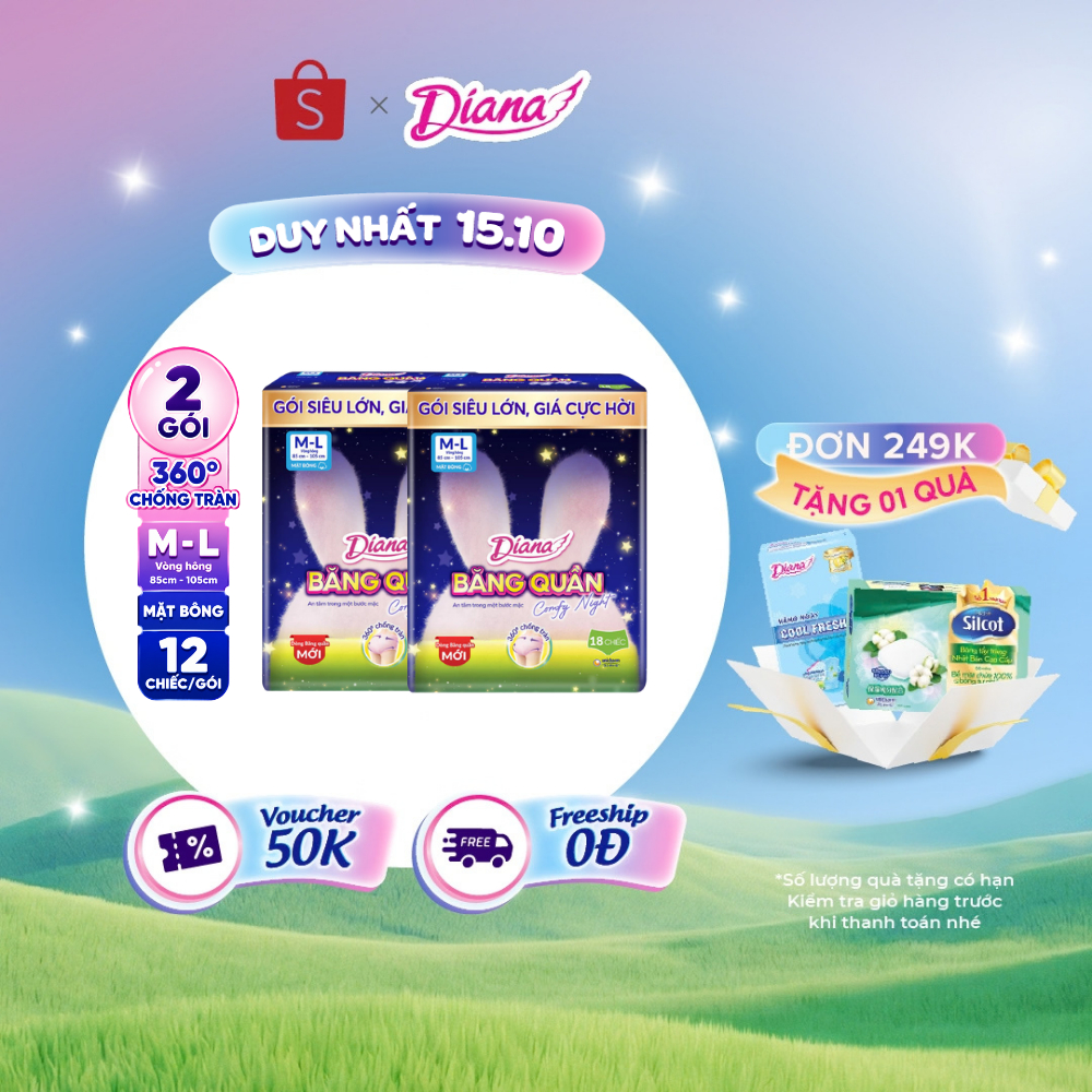 Diana Băng Quần Comfy Night size M-L 18/38 chiếc/gói