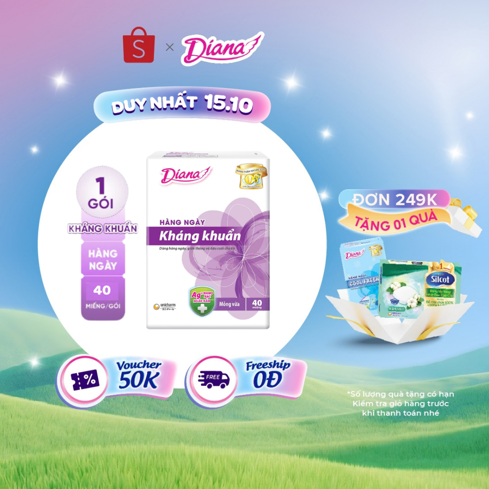 Băng vệ sinh Diana Sensi hàng ngày kháng khuẩn 40 miếng/gói