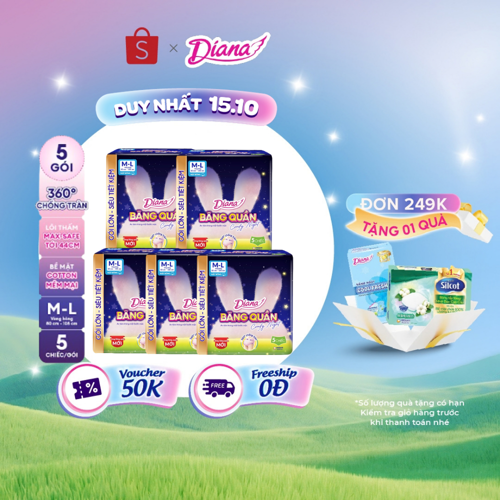 Diana Băng Quần Comfy Night size S-M & M-L & L-XL (5 chiếc/gói)