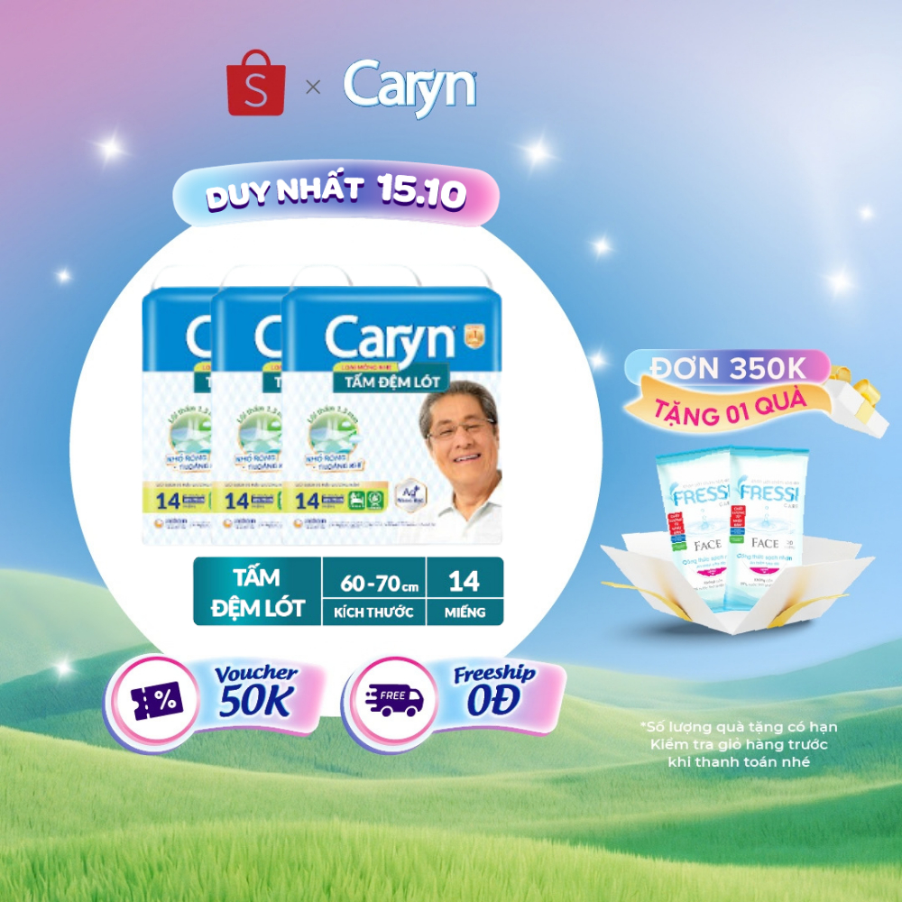 Bộ 3 Tấm đệm lót Caryn siêu thấm giúp chống trào với công nghệ kháng khuẩn…