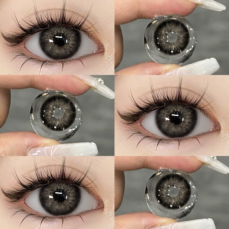 （Lens cận）0.0~6.0 độ Eyeshare 1 cặp kính áp tròng cận thị Pattaya Lens đen tự nhiên DIA14.2mm