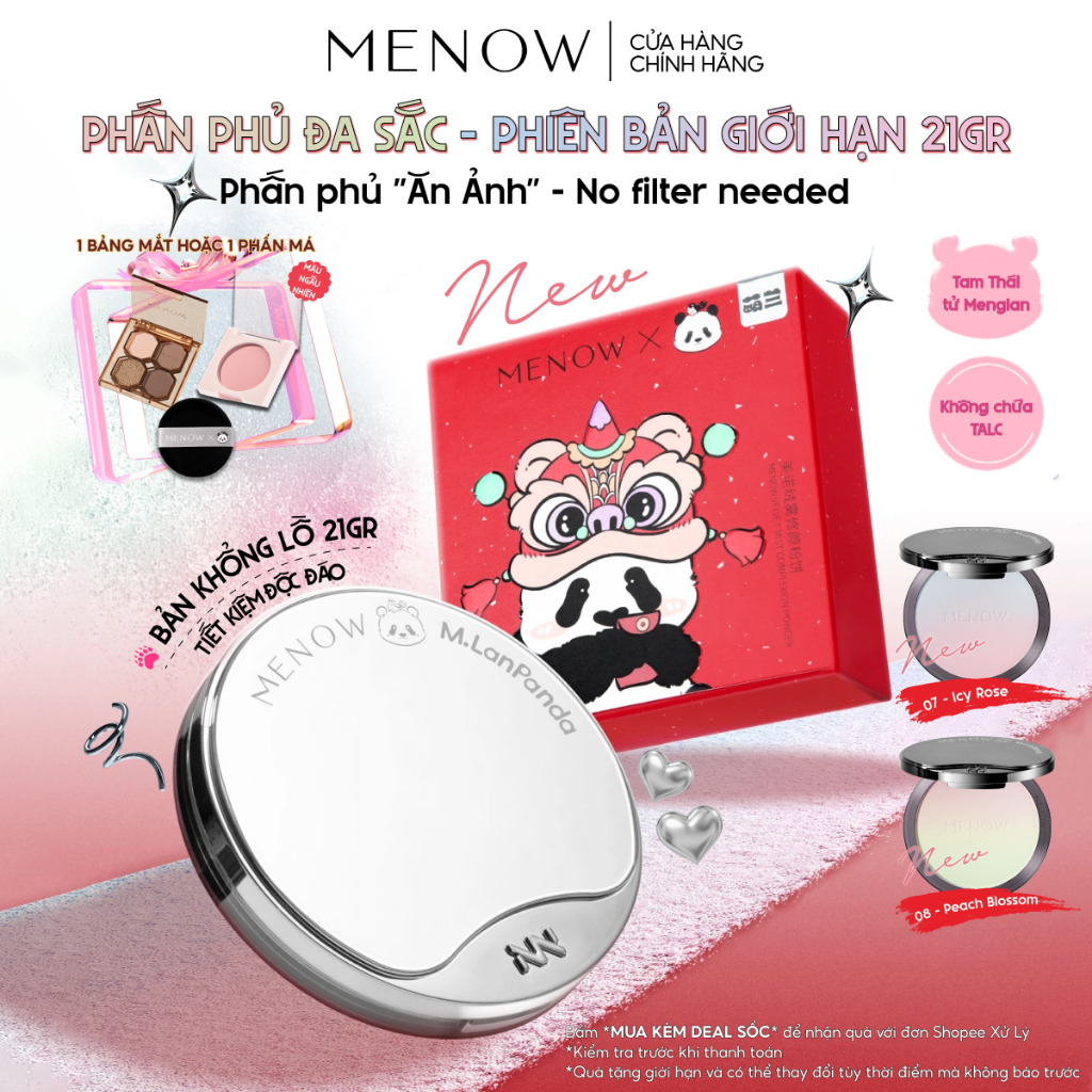 Phấn Phủ Đa Sắc Khổng Lồ MENOW x MENGLAN PANDA Velvet Mist Complexi