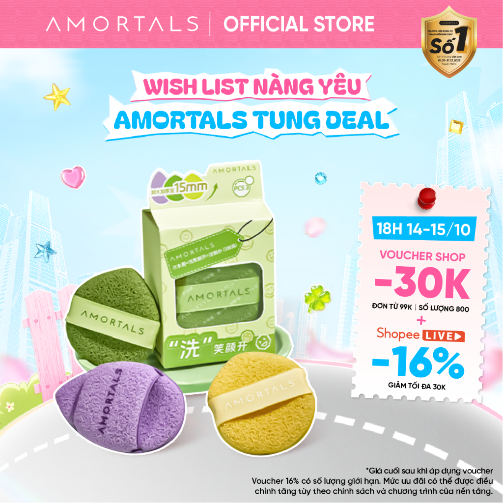 Bọt Mút Rửa Mặt Amortals Làm Sạch Sâu, Nở To Khi Gặp Nước, Dịu Nhẹ Cho Mọi…