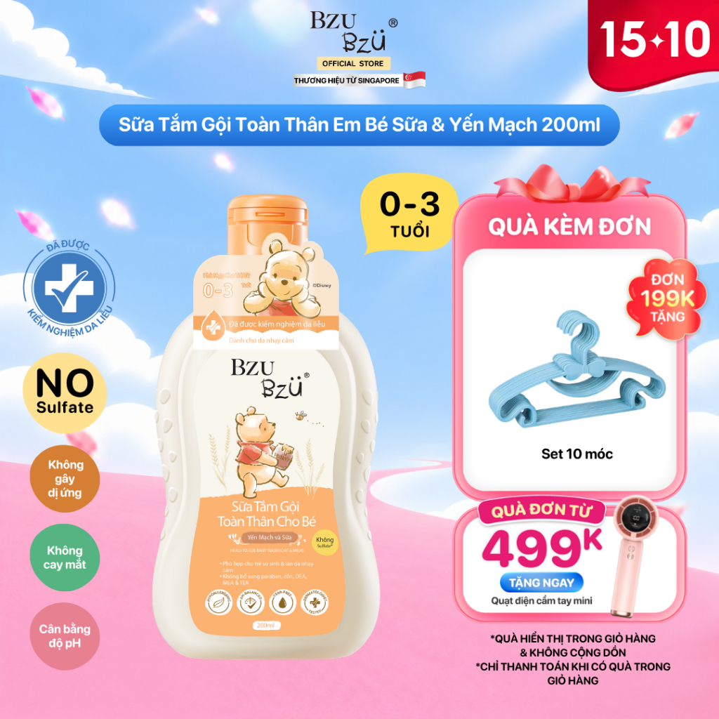 Sữa Tắm Gội Toàn Thân Em Bé Dịu Nhẹ 2 Mùi Hương (Hương Thư Giãn/ Hương Yến…