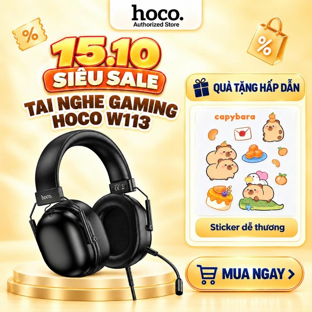 Tai nghe chụp tai Gaming Hoco W113, tai nghe gaming chuyên nghiệp có mic đàm…
