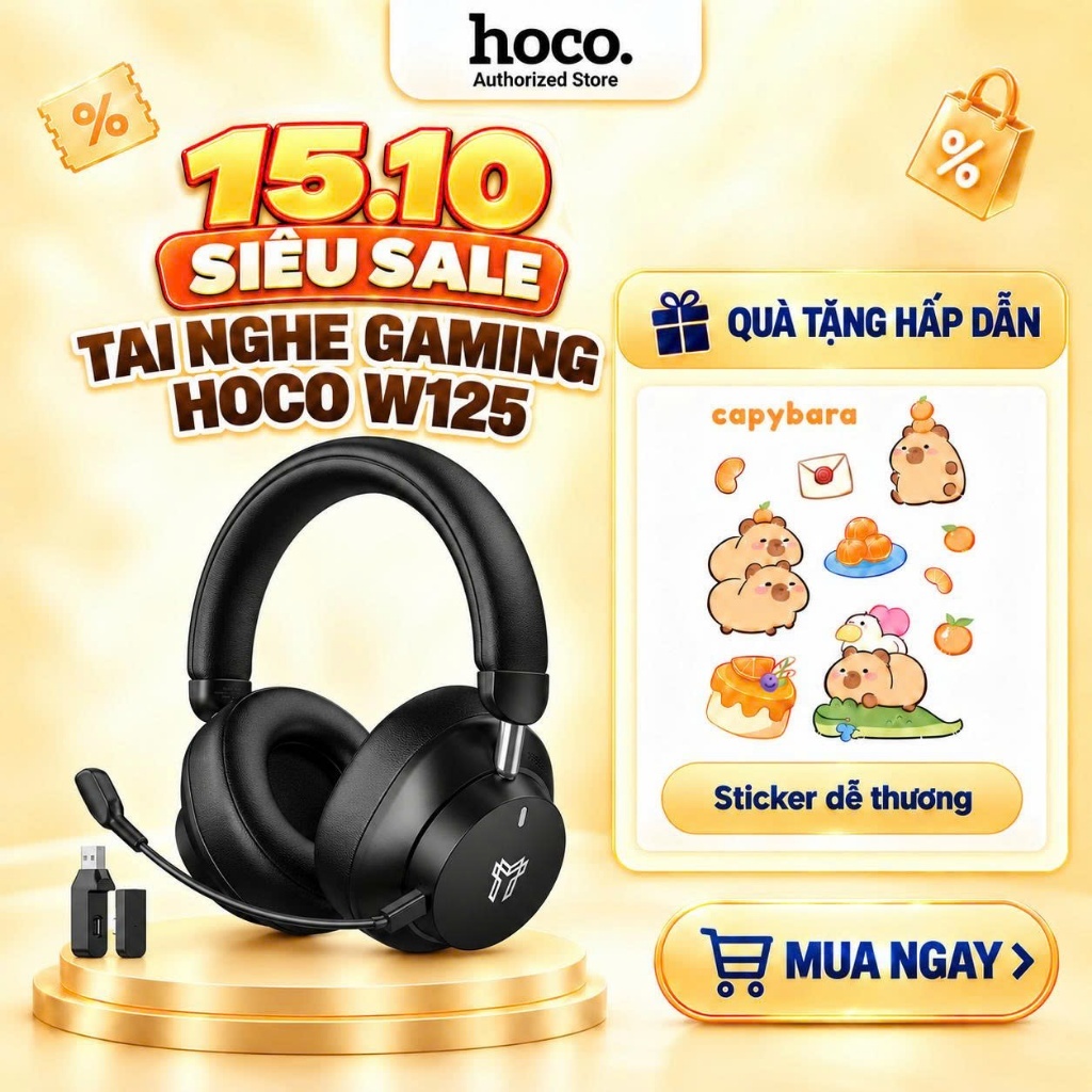 Tai Nghe Gaming Hoco W125 Chuyên Nghiệp Kết Nối Đa Chế Độ 2.4G Độ Trễ Thấp…
