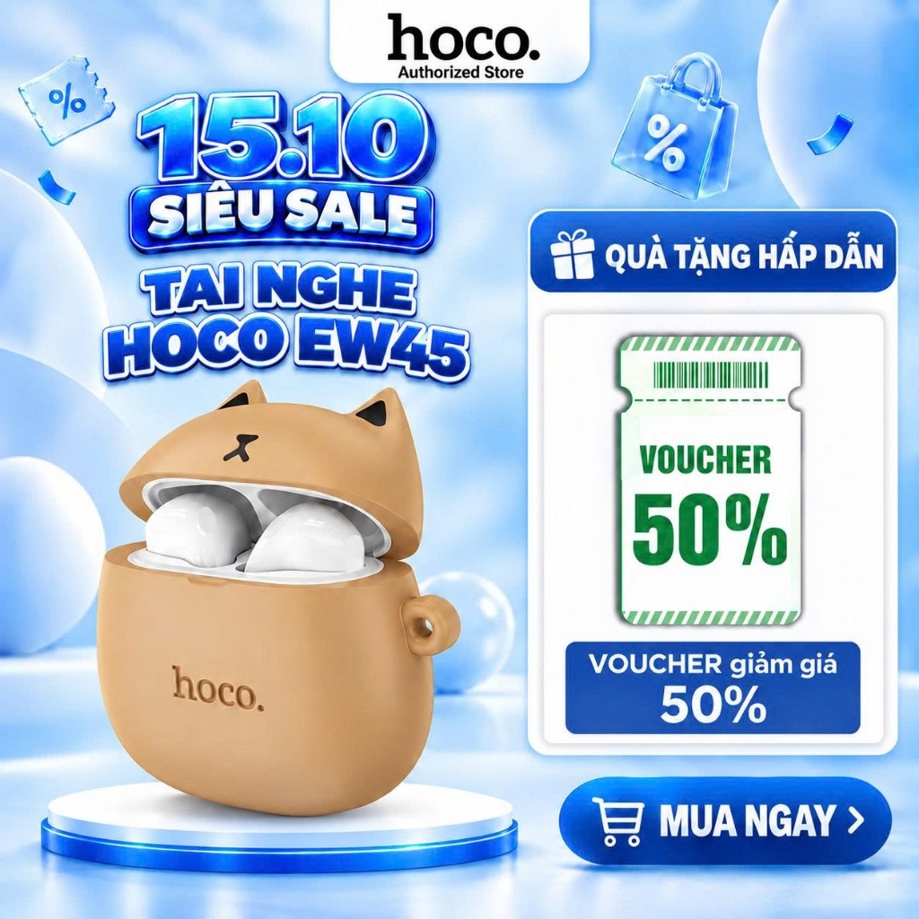 Tai nghe Bluetooth Hoco EW45 bass mạnh pin trâu kiểu dáng thời trang - bảo…