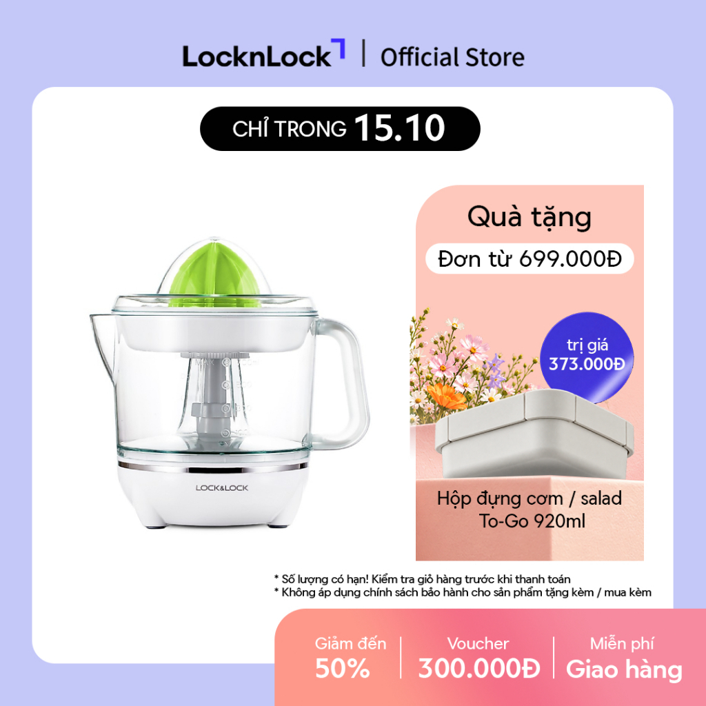 Máy vắt cam, chanh, bưởi, quýt, màu trắng Lock&Lock Citrus Juicer EJJ231 700ml