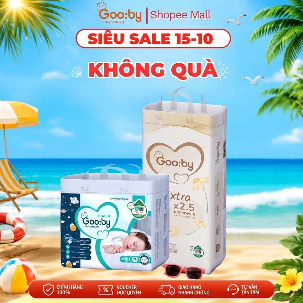 Tã dán/Bỉm quần Gooby GIÁ SALE KHÔNG QUÀ đủ size cho bé NB/S/M/L/XL/XXL/XXXL