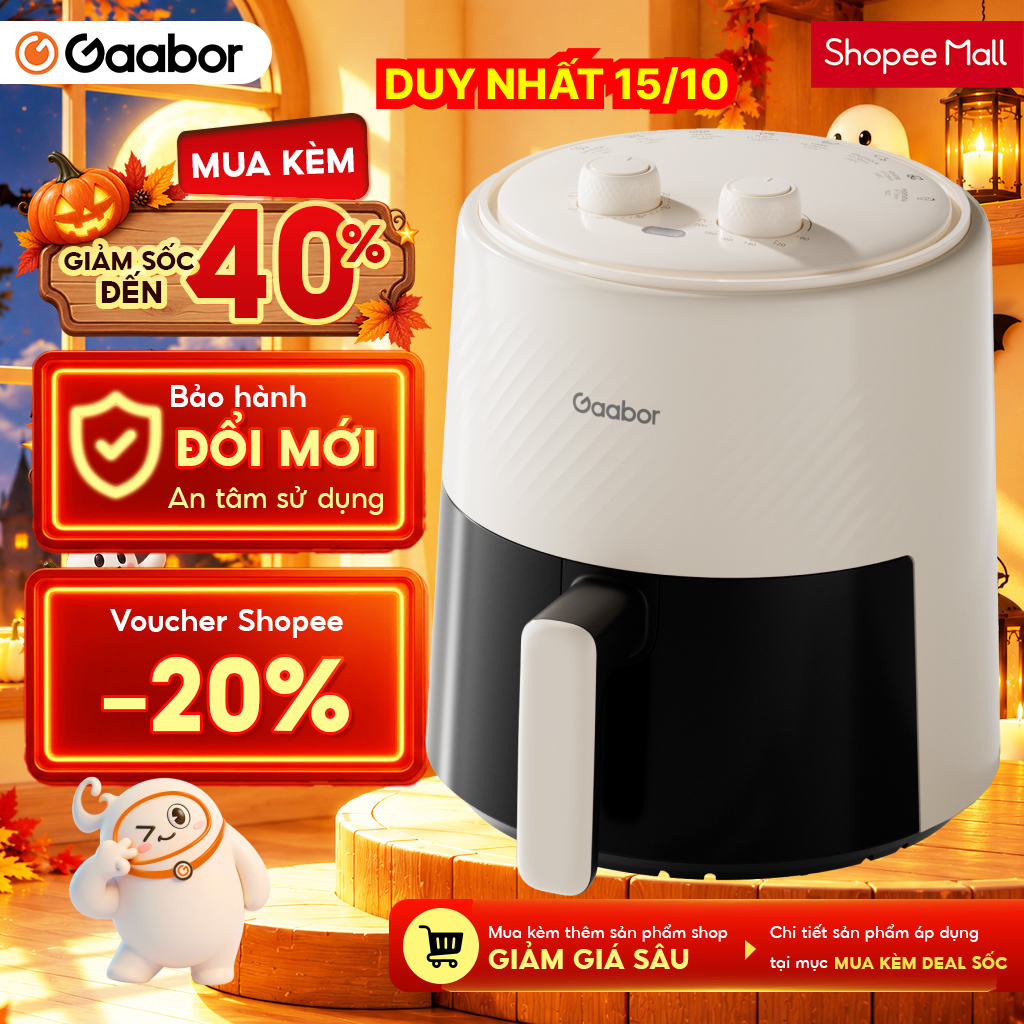 Nồi chiên không dầu 4L Gaabor AF-40M01A 1300W chống dính khí nóng đối lưu dễ…