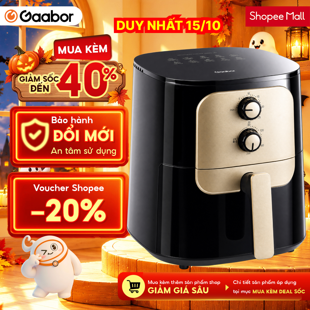 Nồi chiên không dầu GAABOR 6.5 lít AF65M-BK01A / AF65M-BK01S dung tích lớn, công suất mạnh 1400W nồi chiên đa năng