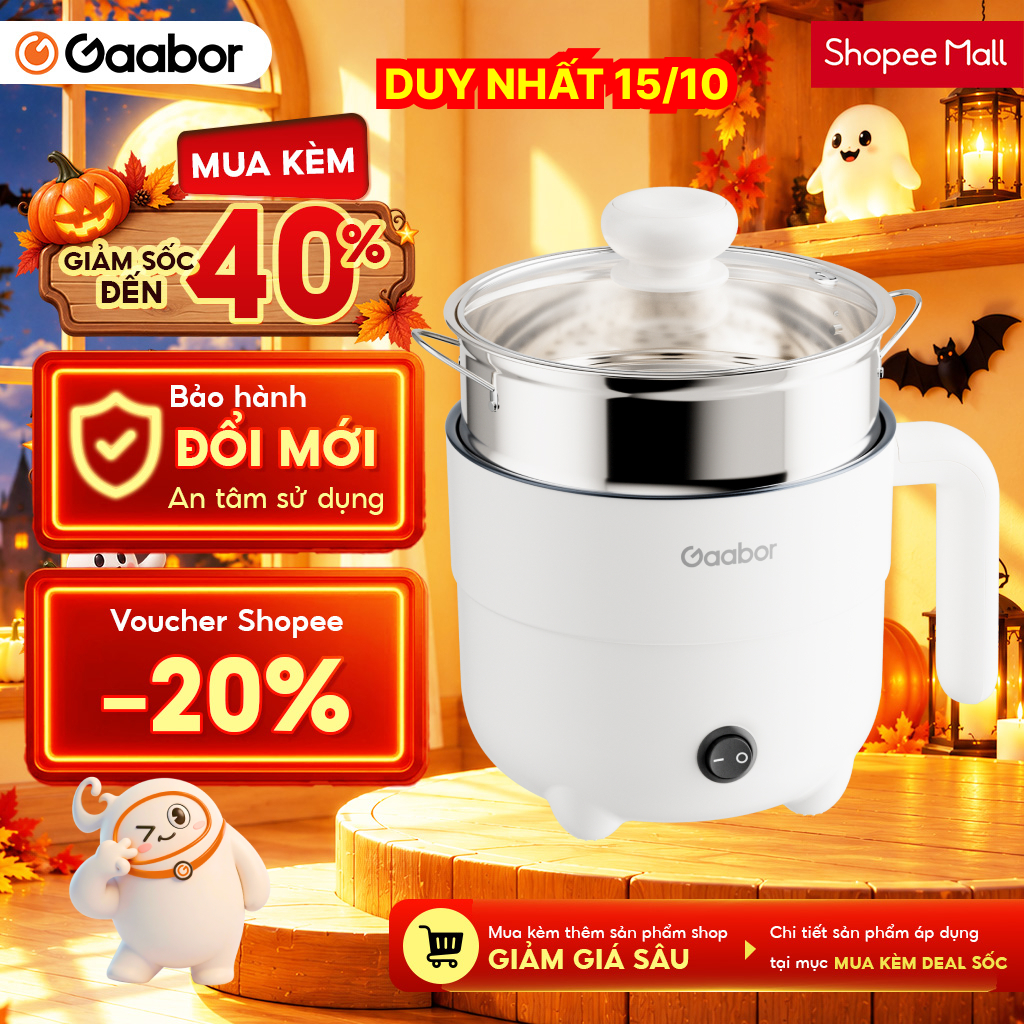 Nồi điện đa năng Gaabor EC-18M01A lẩu điện 1.6L chống dính 600W ăn mì nấu lẩu…