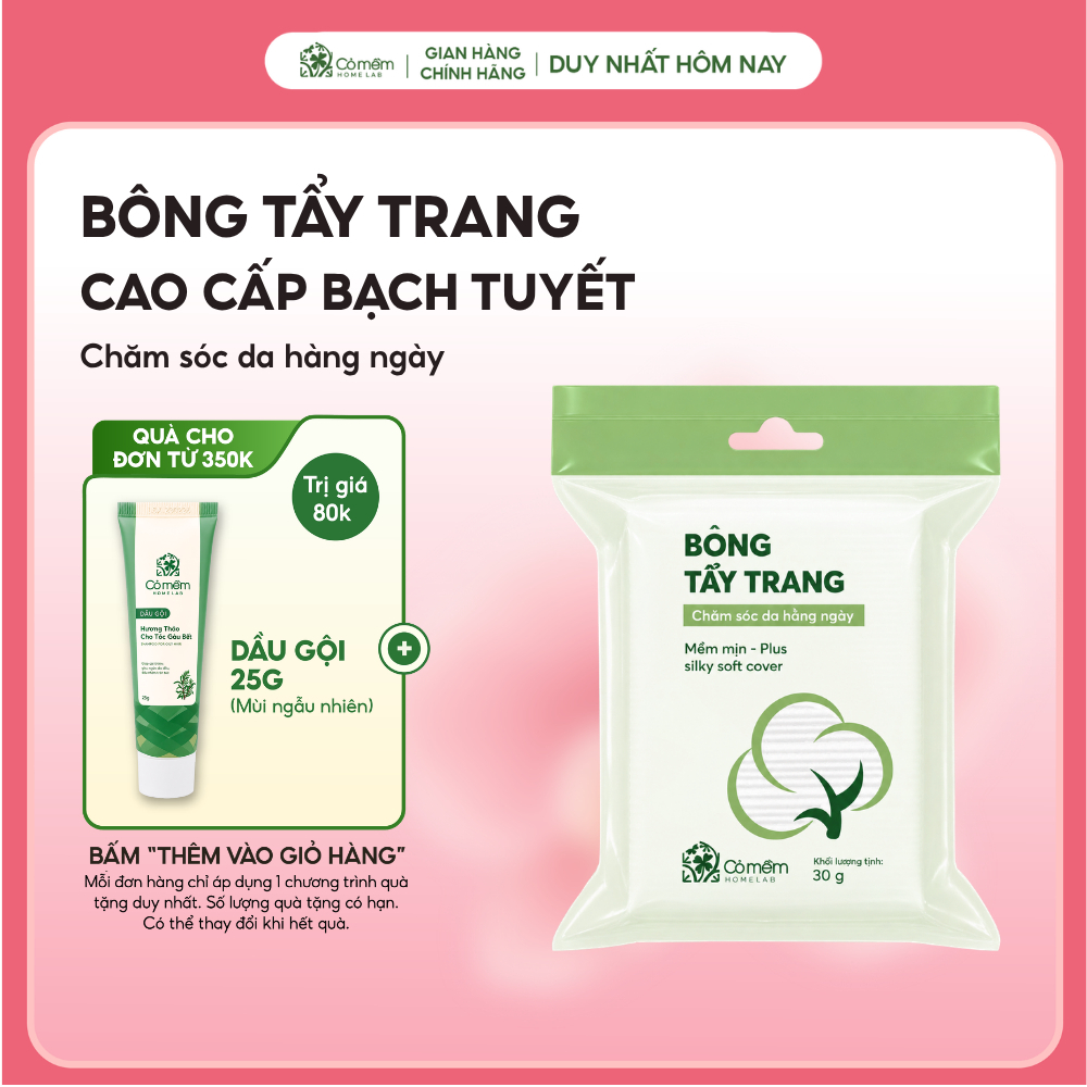 Bông tẩy trang làm sạch da túi 30g sạch sâu mềm mịn Cỏ Mềm