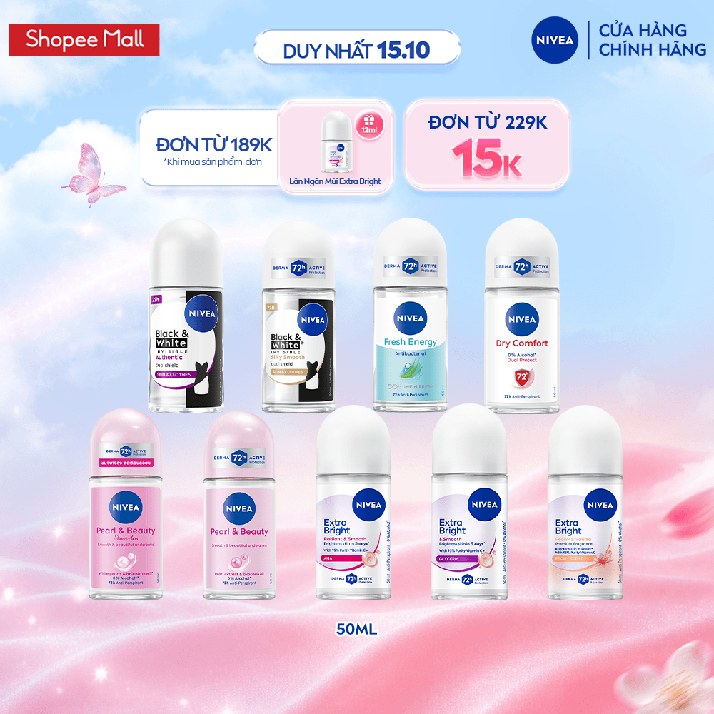 Lăn Khử Mùi NIVEA Dành Cho Nữ 50ml - Dưỡng Sáng/Mờ Thâm/Chống Ố Vàng Áo - Ngăn…