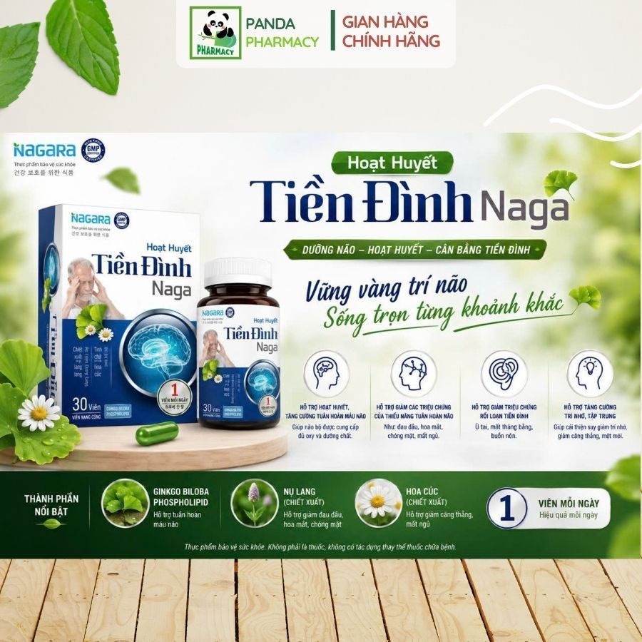 Hoạt Huyết Tiền Đình Naga – Hỗ Trợ Tuần Hoàn Máu Não, Giảm Hoa Mắt, Chóng Mặt