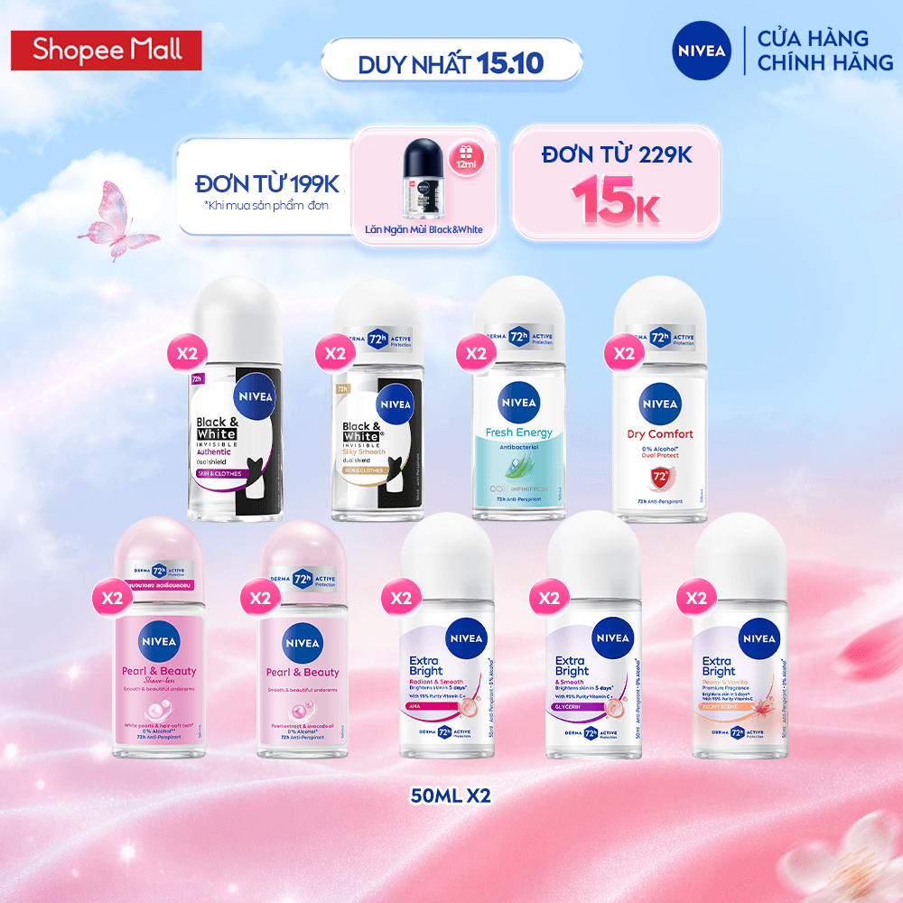 Combo 2 Khử Mùi NIVEA Dành Cho Nữ 50ml - Dưỡng Sáng/ Mờ Thâm/ Chống Ố Vàng Áo…