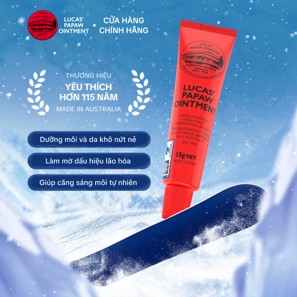 Son Dưỡng Đu Đủ Lucas Papaw Úc 115 Năm - Dưỡng Môi Mềm Mịn, Giảm Khô Nứt Môi & Gót Tay Chân