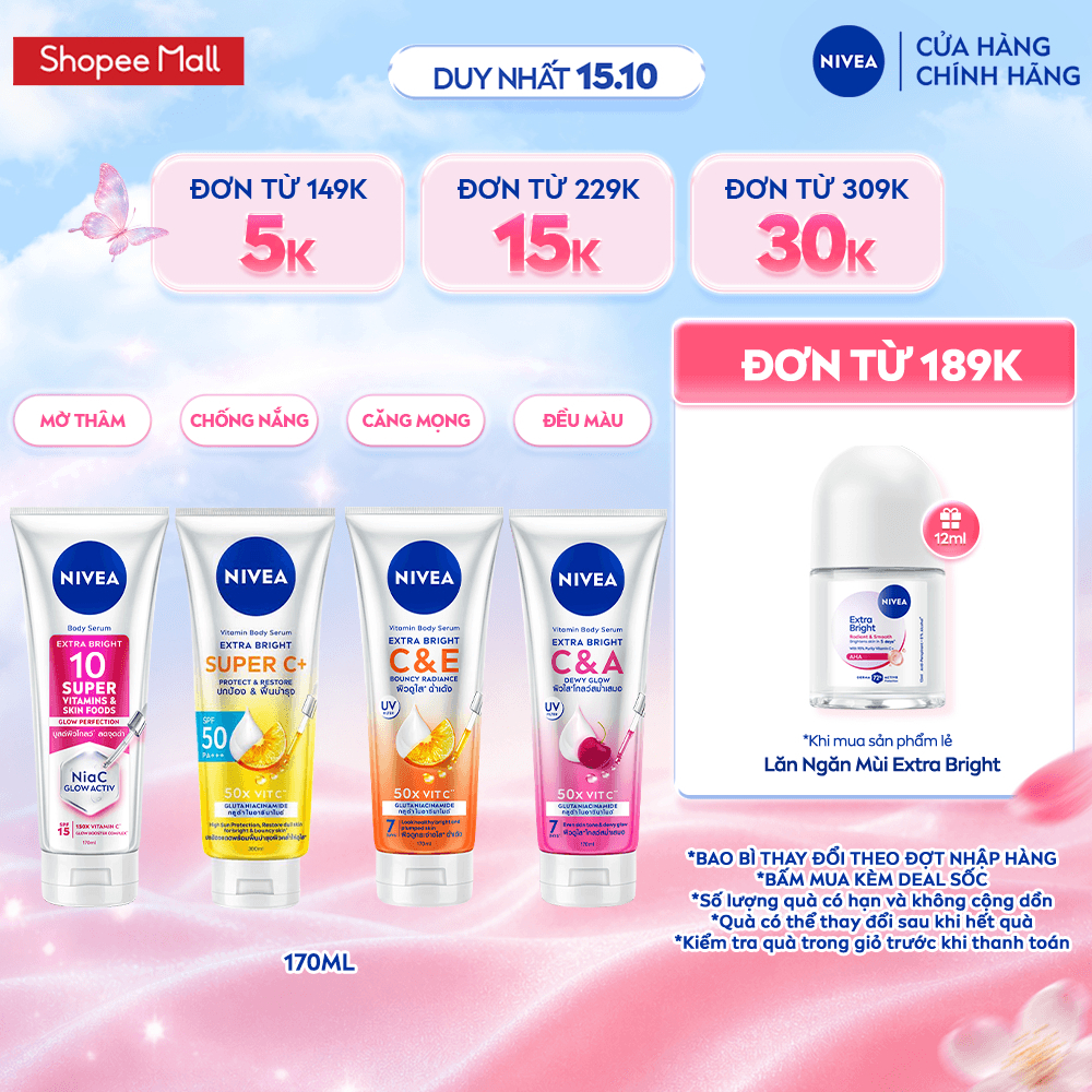 Tinh Chất Dưỡng Thể NIVEA Vitamin Serum - Dưỡng Sáng Da Sau 7 Ngày 170ml - 93830/99193/99189/99191