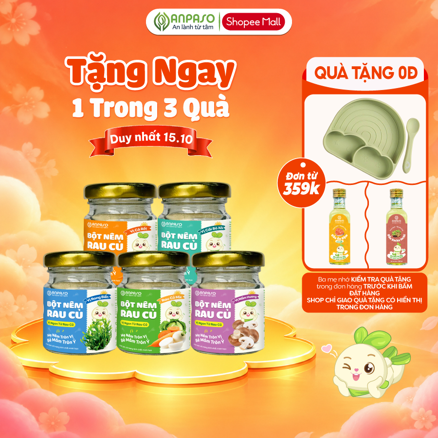 Hạt Nêm Cho Bé Ăn Dặm Anpaso Rau Củ- Gia Vị Cho Bé Không Bổ Sung Muối&Đường…