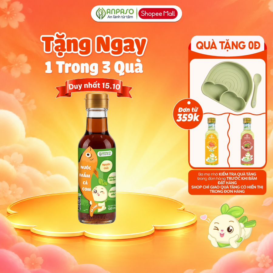 Nước Mắm Ăn Dặm Cho Bé Anpaso 120ml - Nước Mắm Cá Cơm Nguyên Chất 40 Độ Đạm