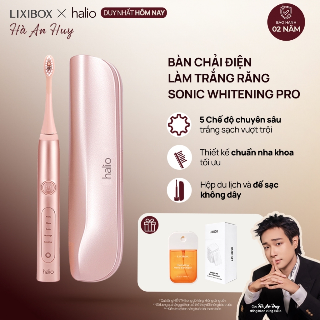 [LIVE] Bàn Chải Điện Làm Trắng Răng Halio Sonic Whitening Electric Toothbrush PRO Kèm Hộp Đựng