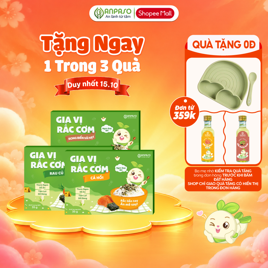 Gia Vị Rắc Cơm Cho Bé Anpaso Túi Zip 35g - Ít Muối, Tỉ lệ Rau củ, Hạt và Cá…