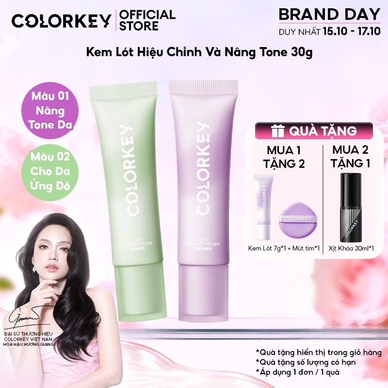 Kem Lót Colorkey Nâng Tone 30g - Hiệu Chỉnh Da Xỉn Màu , Mỏng Nhẹ, Không Bí…