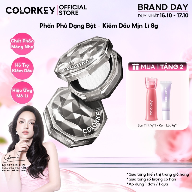 Phấn Phủ Bột Colorkey Kiềm Dầu 8g - Không Bị Flashback, Hạt Phấn Siêu Mịn, Mờ…