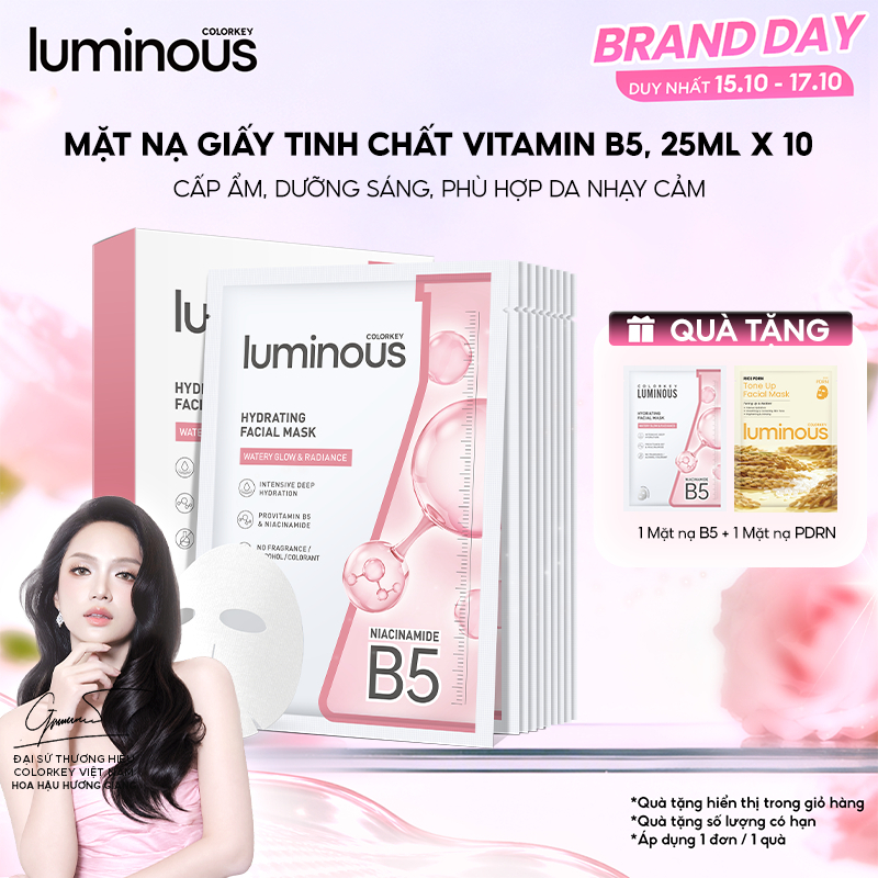 Mặt Nạ Giấy Vitamin B5 Colorkey Luminous Cho Mọi Loại Da Hỗ Trợ Cấp Ẩm Làm Dịu…