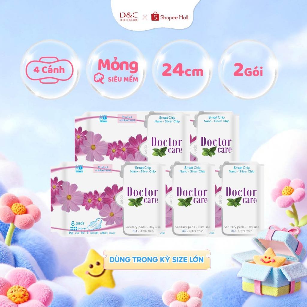 Combo 5 gói băng vệ sinh thảo dược Doctor Care ban ngày 24.5cm D&C Doctor Care Hà Nội Store [SIZE LỚN]