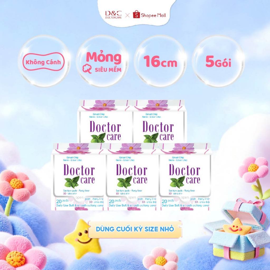 Combo 5 gói băng vệ sinh thảo dược Doctor Care hàng ngày 16cm D&C Doctor Care Hà Nội Store [SIZE NHỎ]