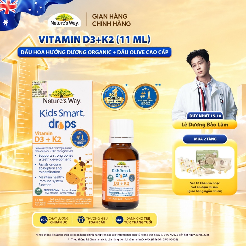 Vitamin D3K2 Nature's Way, Với Dầu Hoa Hướng Dương Organic, Giúp Bổ sung…