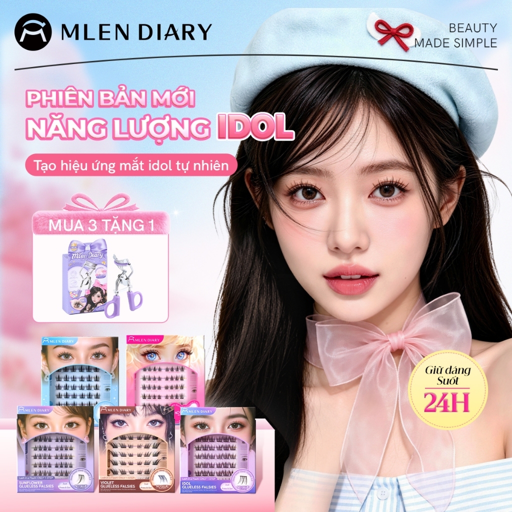 MLEN DIARY Mi Giả Sẵn Keo Lông Mi Giả Tự Dính Mi Cụm Có Sẵn Keo Mềm Mại Tự…