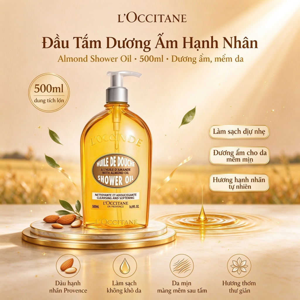 Sữa Tắm Hạnh Nhân Loccitane 500ml Dưỡng Ẩm 48h