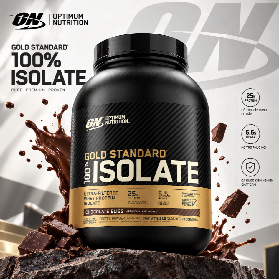 OPTIMUM NUTRITION GOLD STANDARD 100% ISOLATE – WHEY PROTEIN ISOLATE CAO CẤP 2.36KG
